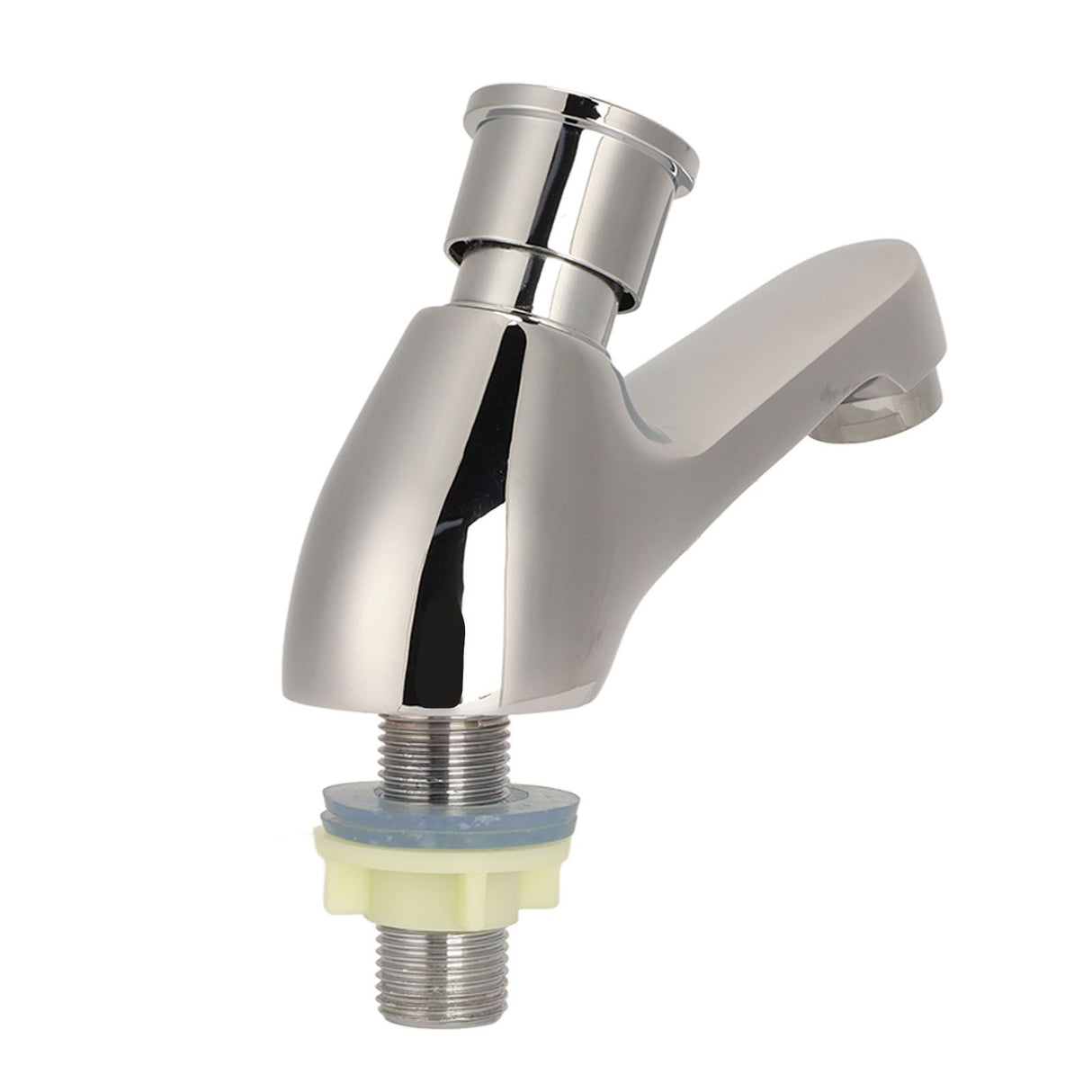 Time Delay Silver Faucet Single Tube Cold Water Basin Taps G1/2 Thread for Home Kitchen Bathroom Hotel