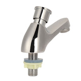 Time Delay Silver Faucet Single Tube Cold Water Basin Taps G1/2 Thread for Home Kitchen Bathroom Hotel