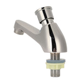 Time Delay Silver Faucet Single Tube Cold Water Basin Taps G1/2 Thread for Home Kitchen Bathroom Hotel