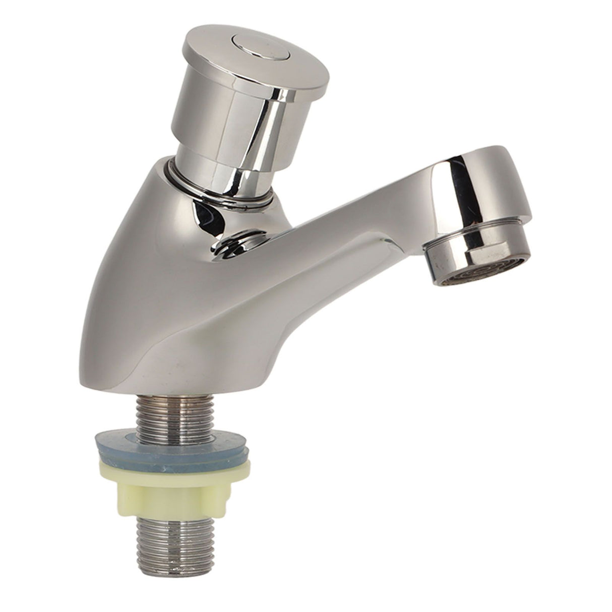 Time Delay Silver Faucet Single Tube Cold Water Basin Taps G1/2 Thread for Home Kitchen Bathroom Hotel