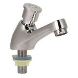 Time Delay Silver Faucet Single Tube Cold Water Basin Taps G1/2 Thread for Home Kitchen Bathroom Hotel
