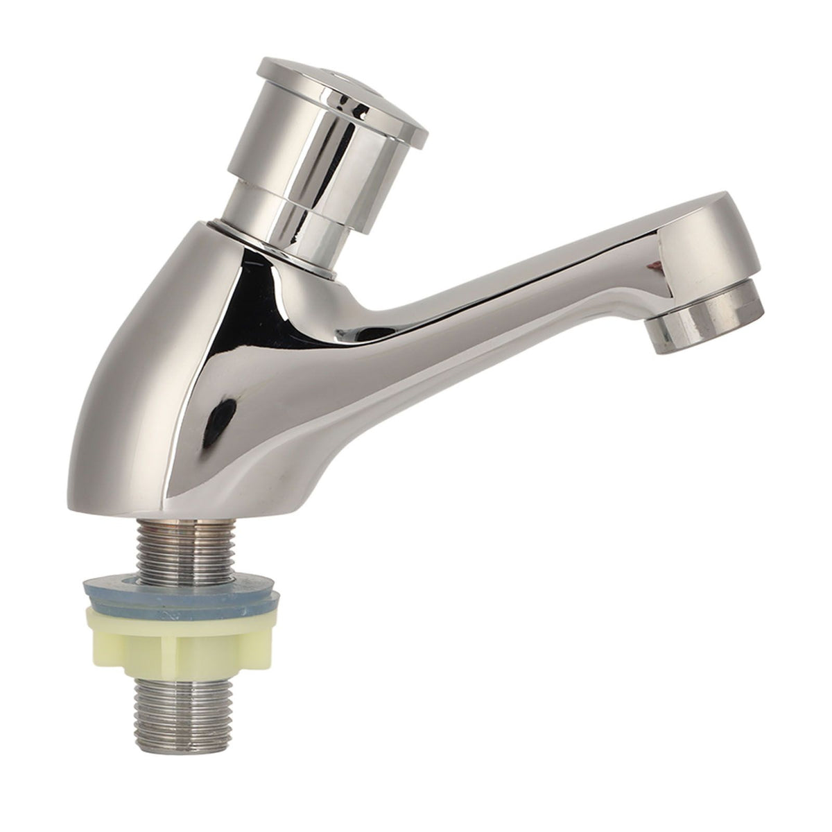 Time Delay Silver Faucet Single Tube Cold Water Basin Taps G1/2 Thread for Home Kitchen Bathroom Hotel