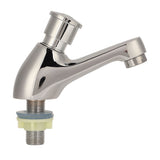 Time Delay Silver Faucet Single Tube Cold Water Basin Taps G1/2 Thread for Home Kitchen Bathroom Hotel
