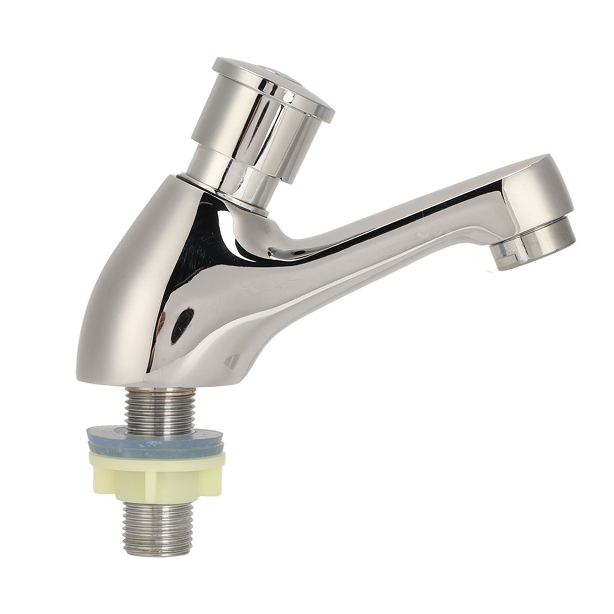 Time Delay Silver Faucet Single Tube Cold Water Basin Taps G1/2 Thread for Home Kitchen Bathroom Hotel