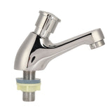 Time Delay Silver Faucet Single Tube Cold Water Basin Taps G1/2 Thread for Home Kitchen Bathroom Hotel - Low Angle