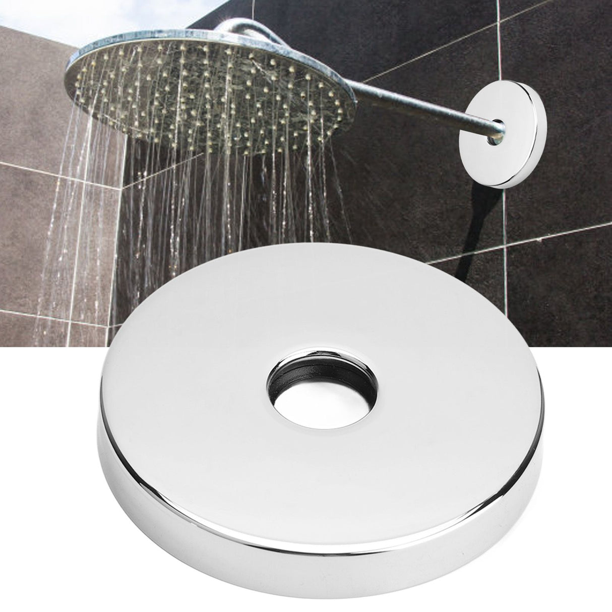 Large Shower Arm Flange 304 Stainless Steel Shower Arm Escutcheon Plate for G1/2in Pipe Replacement Home Electroplated