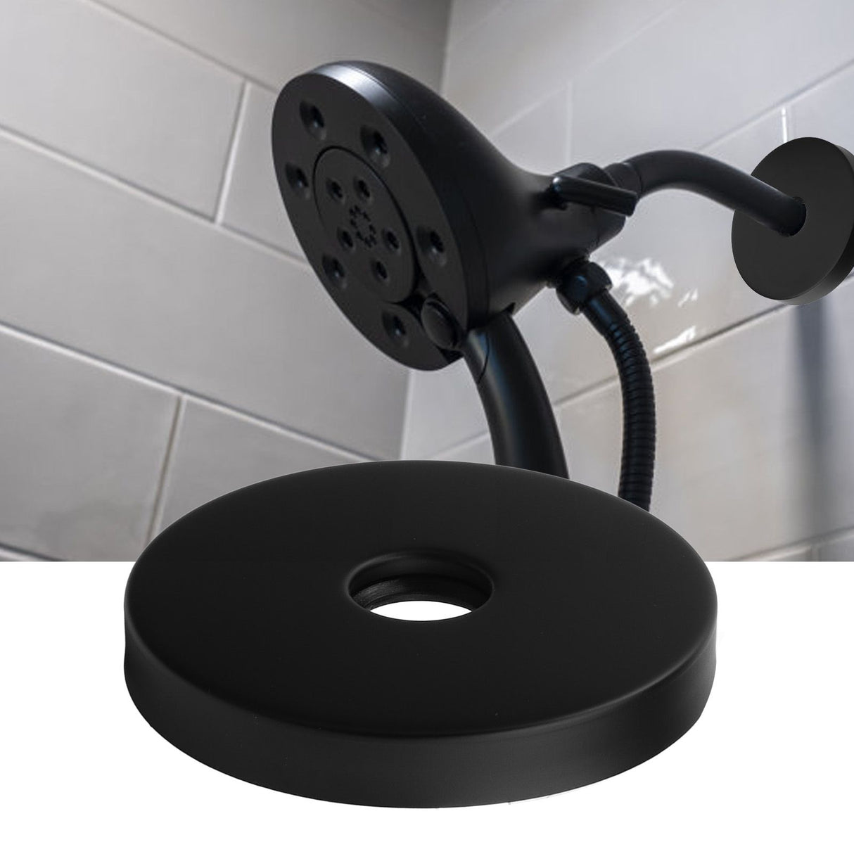 Large Shower Arm Flange 304 Stainless Steel Shower Arm Escutcheon Plate for G1/2in Pipe Replacement Home Black