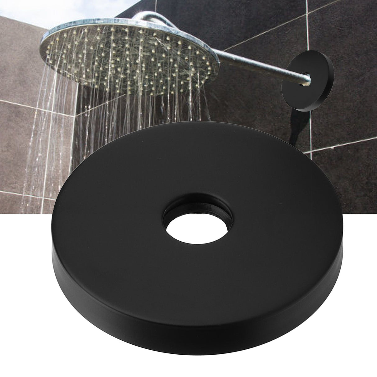 Large Shower Arm Flange 304 Stainless Steel Shower Arm Escutcheon Plate for G1/2in Pipe Replacement Home Black