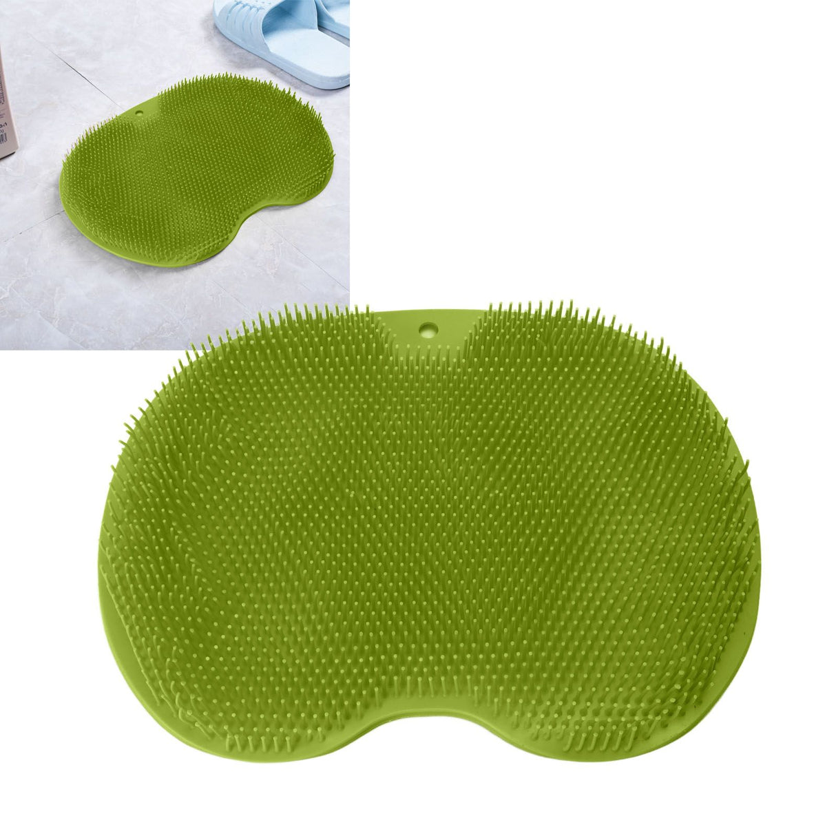 Bathroom Foot Massage Cushion TPE Foot Rub Pad Wall Mountable Foot Massager Mats with Suction Cup Green