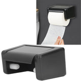 Toilet Roll Paper Holder Plastic Black Wall Mounted Self Adhesive No Punching Container for Bathroom Kitchen