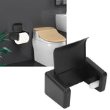 Toilet Roll Paper Holder Plastic Black Wall Mounted Self Adhesive No Punching Container for Bathroom Kitchen