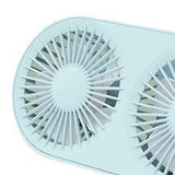 Desktop Double Blade Small Fan USB Mini Folding Desktop 2 Head Fan for Student Office Folding Dual Motor Blue