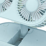 Desktop Double Blade Small Fan USB Mini Folding Desktop 2 Head Fan for Student Office Folding Dual Motor Blue
