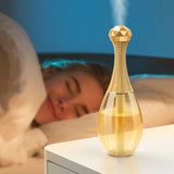 300ml Mini Air Humidifier with 7 Color Ambient Light 2 Adjustable Modes USB Charging Portable for Car Home Office Gold