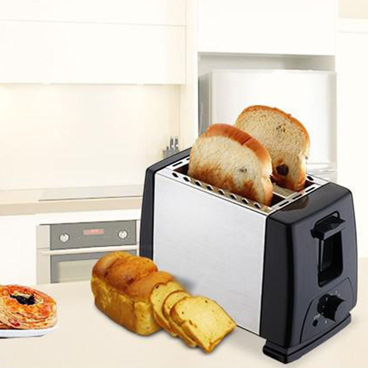 BH 002 Automatic Toaster Multifunctional 2 Slice Toaster Home Breakfast Machine AC 220V Black