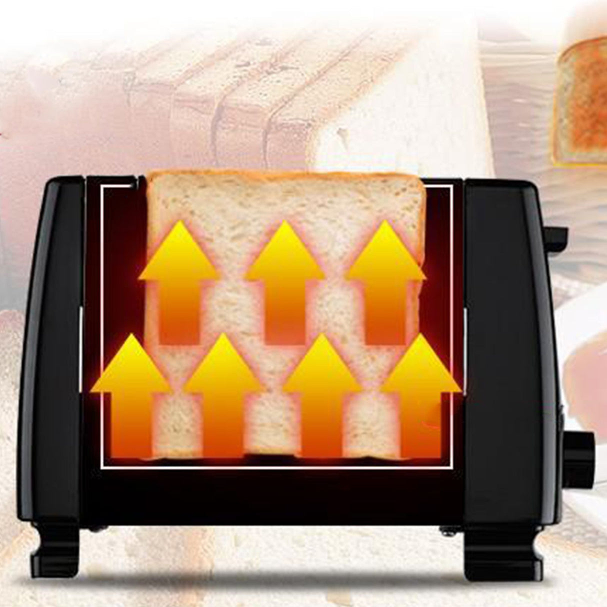 BH 002 Automatic Toaster Multifunctional 2 Slice Toaster Home Breakfast Machine AC 220V Black