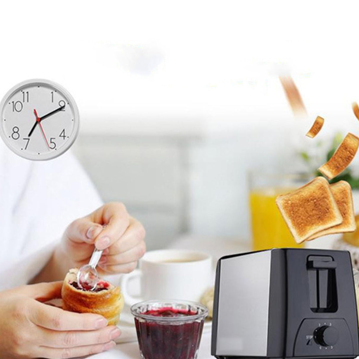 BH 002 Automatic Toaster Multifunctional 2 Slice Toaster Home Breakfast Machine AC 220V Black