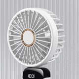 Folding Fan USB Digital Display Handheld Ergonomic Handle ABS PC Small Portable Fan for Outdoor White 3000M with Aroma Piece and Lanyard