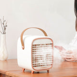 Air Conditioner Cooling Fan Silent USB Evaporative Cooler with Portable Carrying Strap for Home Office Car White