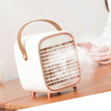 Air Conditioner Cooling Fan Silent USB Evaporative Cooler with Portable Carrying Strap for Home Office Car White - Front View