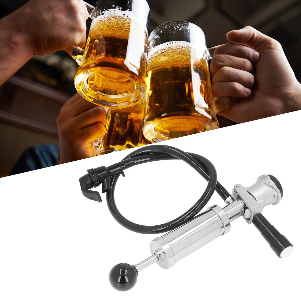 4in Thread Beer Keg Pump Stainless Steel Keg Party Pump with Tap for American D System Kegs