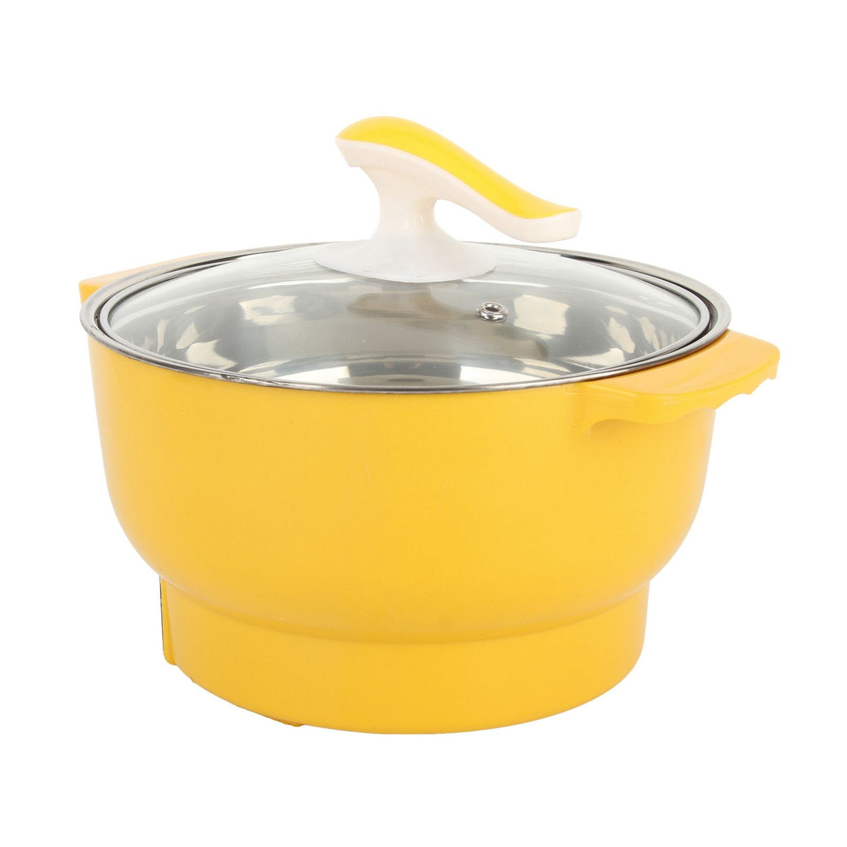 Electric Cooking Pot 1.8L 400 to 800W Stainless Steel Inner Wall 2 Modes Overheating Protection Electric Cooker Yellow