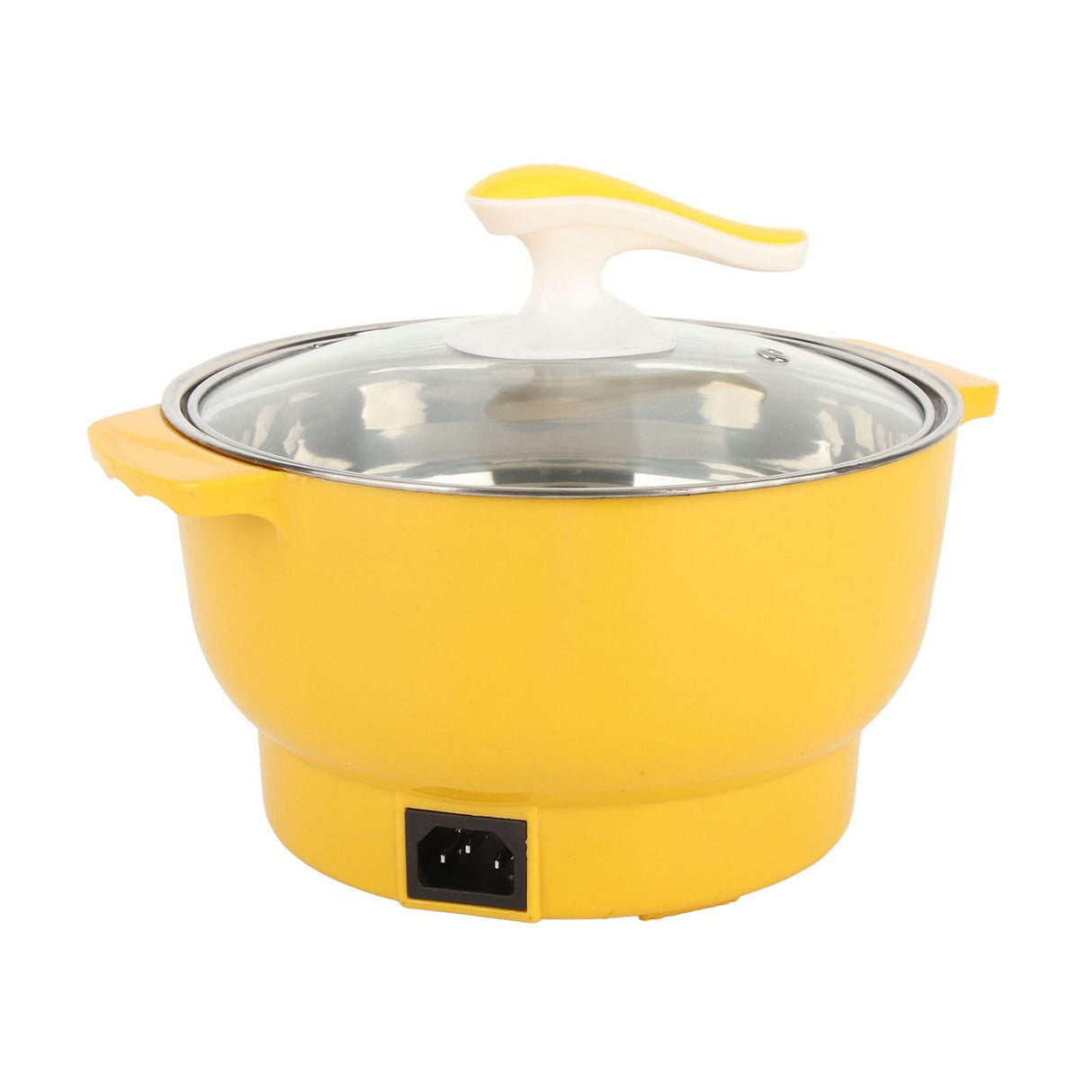 Electric Cooking Pot 1.8L 400 to 800W Stainless Steel Inner Wall 2 Modes Overheating Protection Electric Cooker Yellow