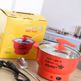 Electric Cooking Pot 1.8L 400 to 800W Stainless Steel Inner Wall 2 Modes Overheating Protection Electric Cooker Red - Front View