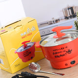 Electric Cooking Pot 1.8L 400 to 800W Stainless Steel Inner Wall 2 Modes Overheating Protection Electric Cooker Red