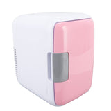 Car Fridge 4 Liters Durable ABS Cosmetic Storage Detachable Partition Portable Mini Fridge for Food Cosmetic Car Pink - Front View