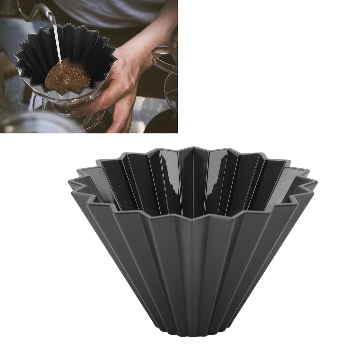 Coffee Filter Cup Resin Conical Reusable Hand Brewed Coffee Dripper Strainer for Kitchen Black