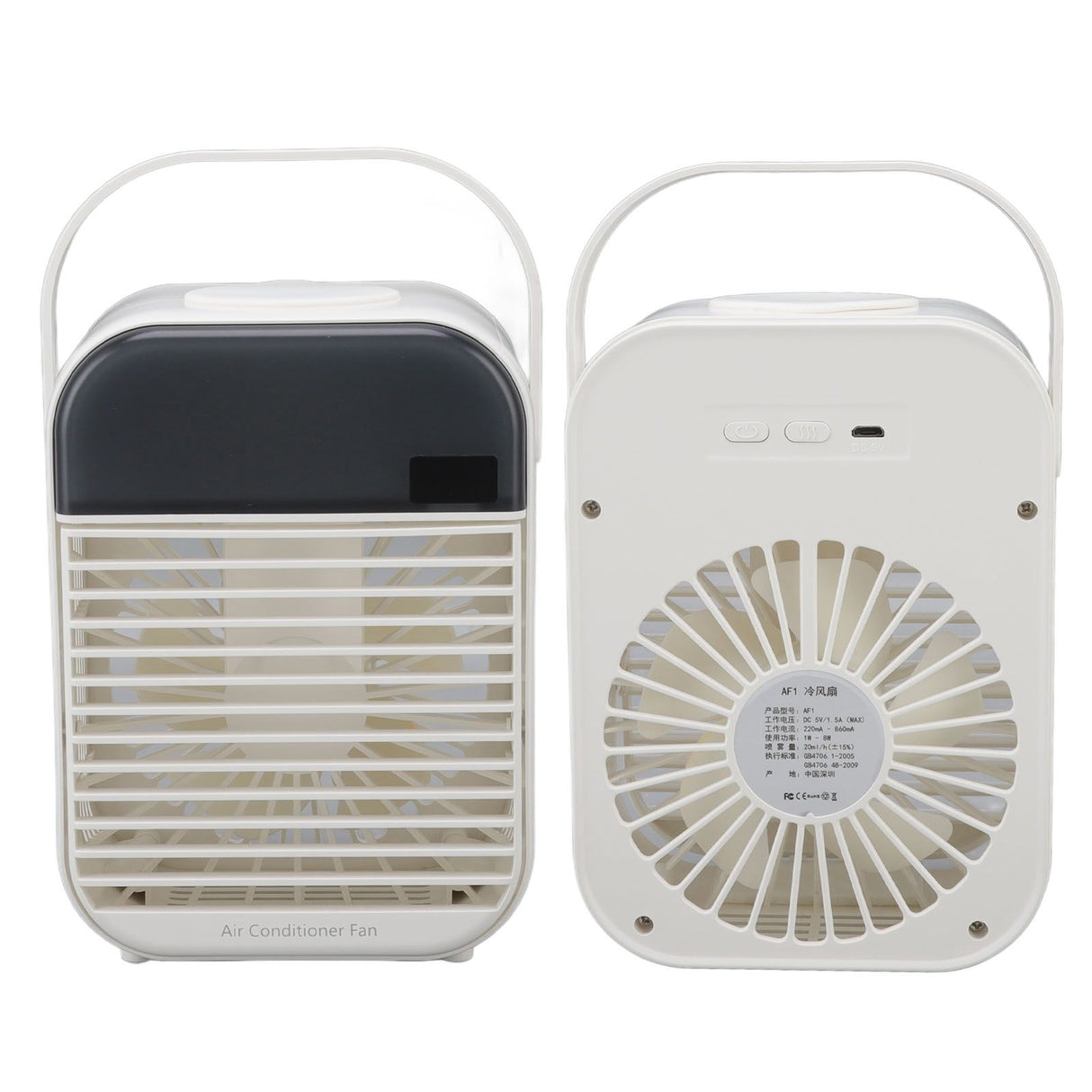 Portable Air Conditioner Fan 3 Wind Speed Efficient Misting Low Noise USB Air Conditioner Cooling Fan with Night Light White