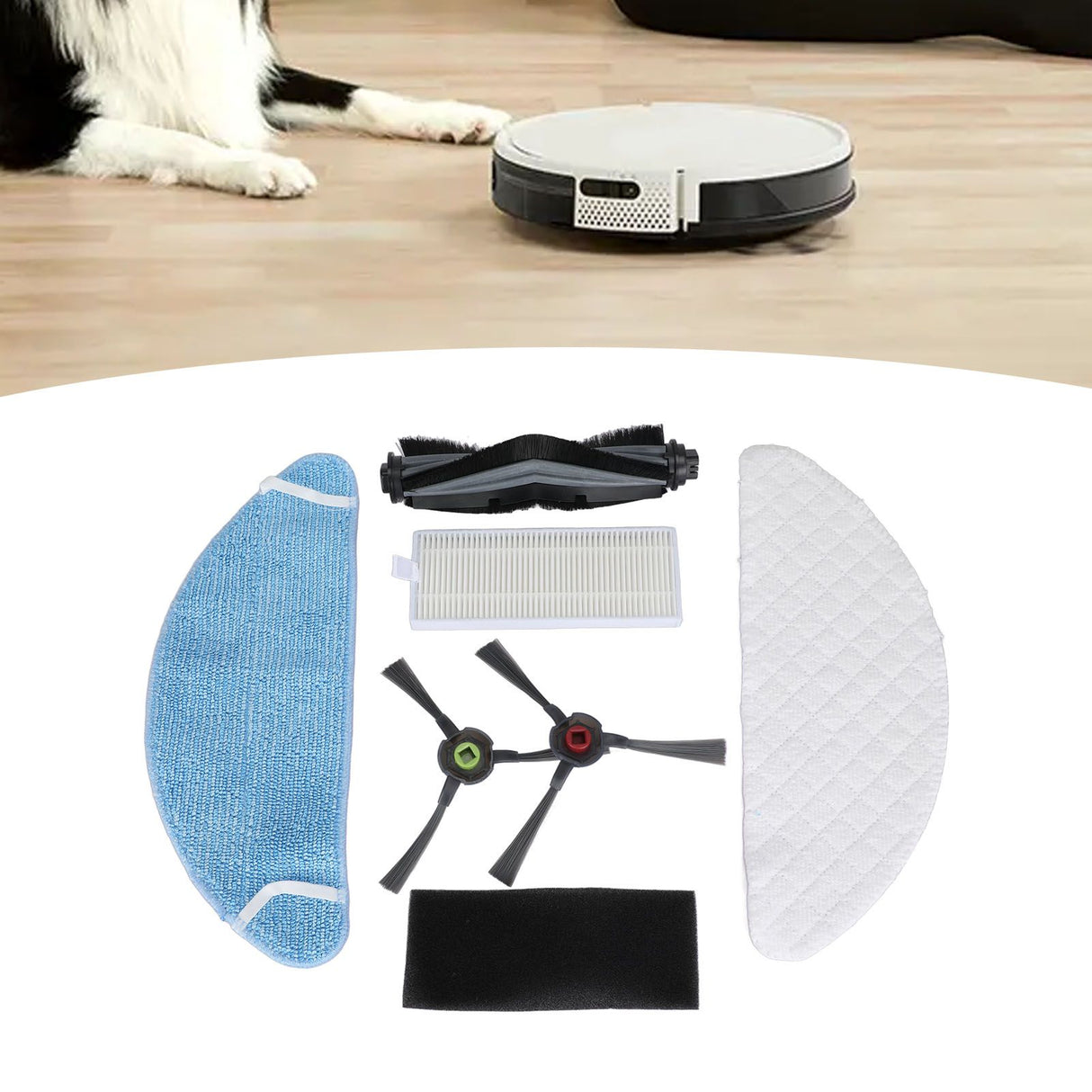 Sweeper Accessories Set Washable Mop Disposable Mop Rolling Brush Side Brush Filter Screen for Yeedi K650
