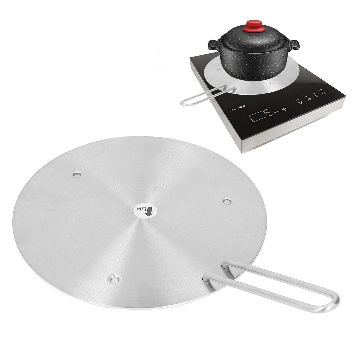 Heat Diffuser Stainless Steel Induction Cooker Diffuser Plate with Handle for Kitchen 19.5cm/7.68in