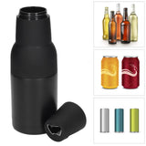 Vacuum Double Wall Stainless Steel Can Insulation and Cold Storage Tank with Bottle Opener Black