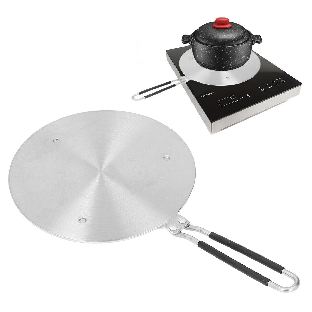 Heat Diffuser Plate Stainless Steel Fast Even Heat Induction Adapter Plate with Long Handle for Induction Cooker Iron Pan Type 20