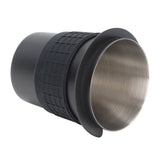 58mm Stainless Steel Coffee Dosing Cup Coffee Machine Handle Receiving Powder Cup with Silicone Ring Black - Side View