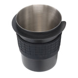 58mm Stainless Steel Coffee Dosing Cup Coffee Machine Handle Receiving Powder Cup with Silicone Ring Black