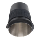 58mm Stainless Steel Coffee Dosing Cup Coffee Machine Handle Receiving Powder Cup with Silicone Ring Black - Low Angle
