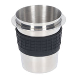 58mm Stainless Steel Coffee Dosing Cup Coffee Machine Handle Receiving Powder Cup with Silicone Ring Stainless Steel Color