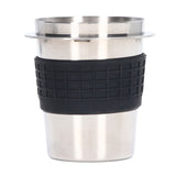 58mm Stainless Steel Coffee Dosing Cup Coffee Machine Handle Receiving Powder Cup with Silicone Ring Stainless Steel Color