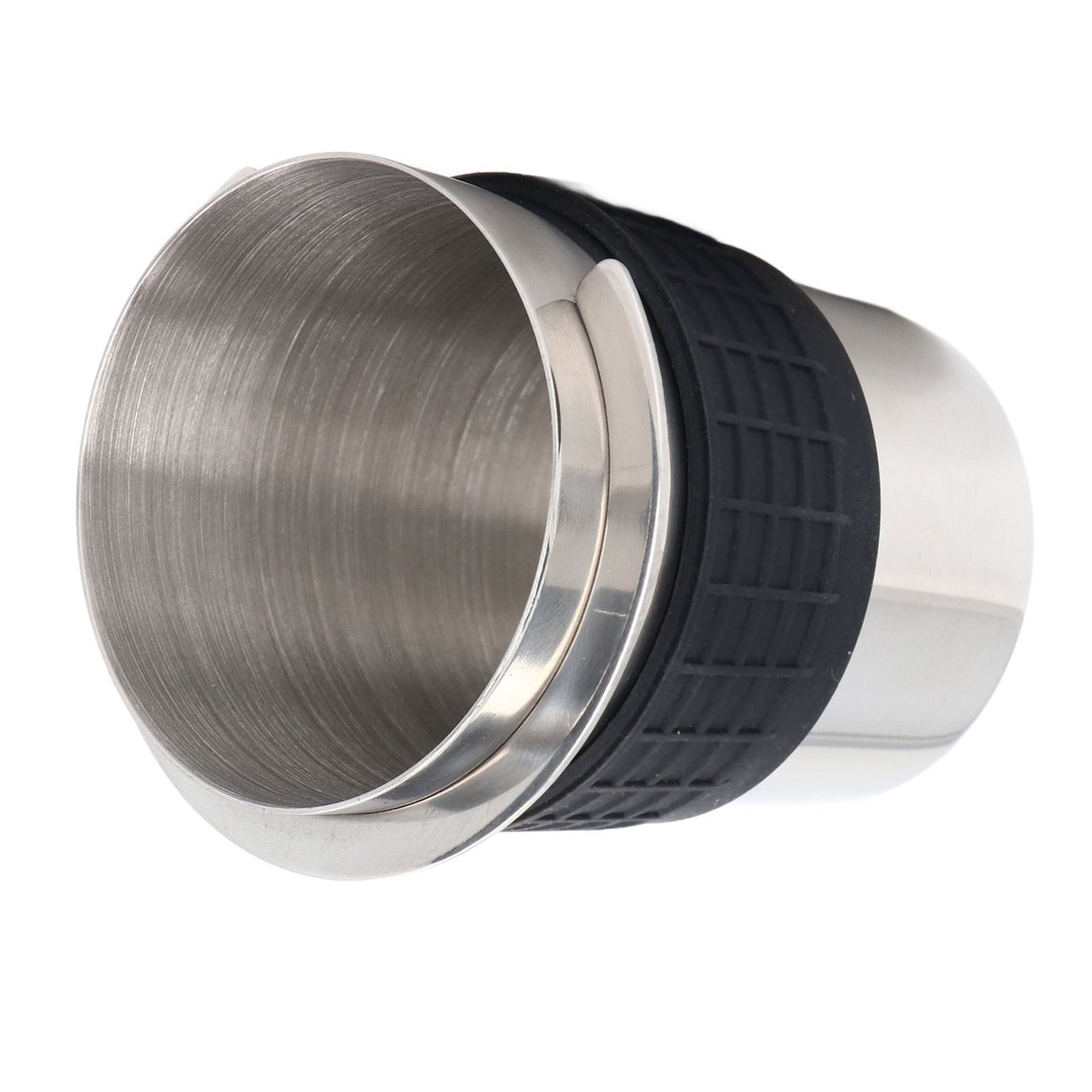 58mm Stainless Steel Coffee Dosing Cup Coffee Machine Handle Receiving Powder Cup with Silicone Ring Stainless Steel Color