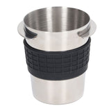 58mm Stainless Steel Coffee Dosing Cup Coffee Machine Handle Receiving Powder Cup with Silicone Ring Stainless Steel Color