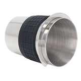 58mm Stainless Steel Coffee Dosing Cup Coffee Machine Handle Receiving Powder Cup with Silicone Ring Stainless Steel Color