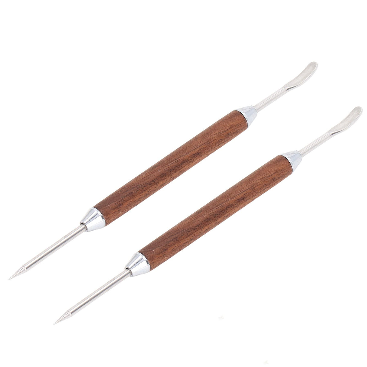 2PCS Coffee Art Pen Wooden Handle Stainless Steel Coffee Fancy Stitch Needle for DIY Decorating