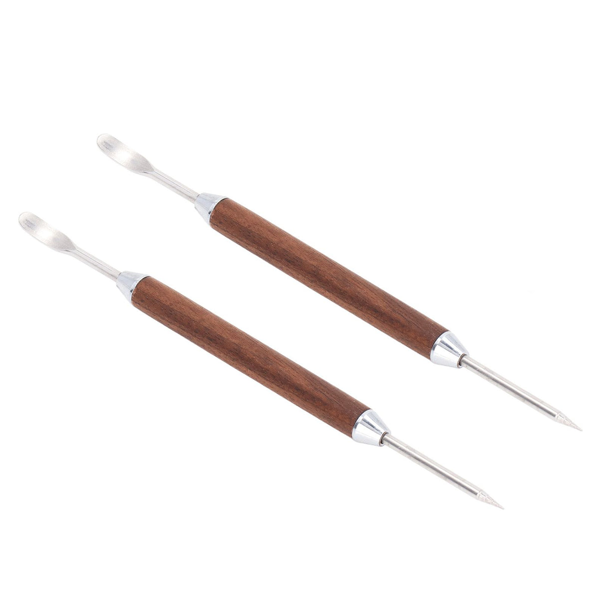 2PCS Coffee Art Pen Wooden Handle Stainless Steel Coffee Fancy Stitch Needle for DIY Decorating