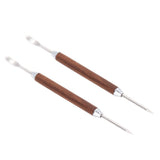 2PCS Coffee Art Pen Wooden Handle Stainless Steel Coffee Fancy Stitch Needle for DIY Decorating