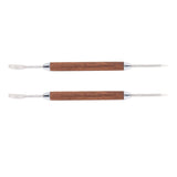 2PCS Coffee Art Pen Wooden Handle Stainless Steel Coffee Fancy Stitch Needle for DIY Decorating - Top-Down View