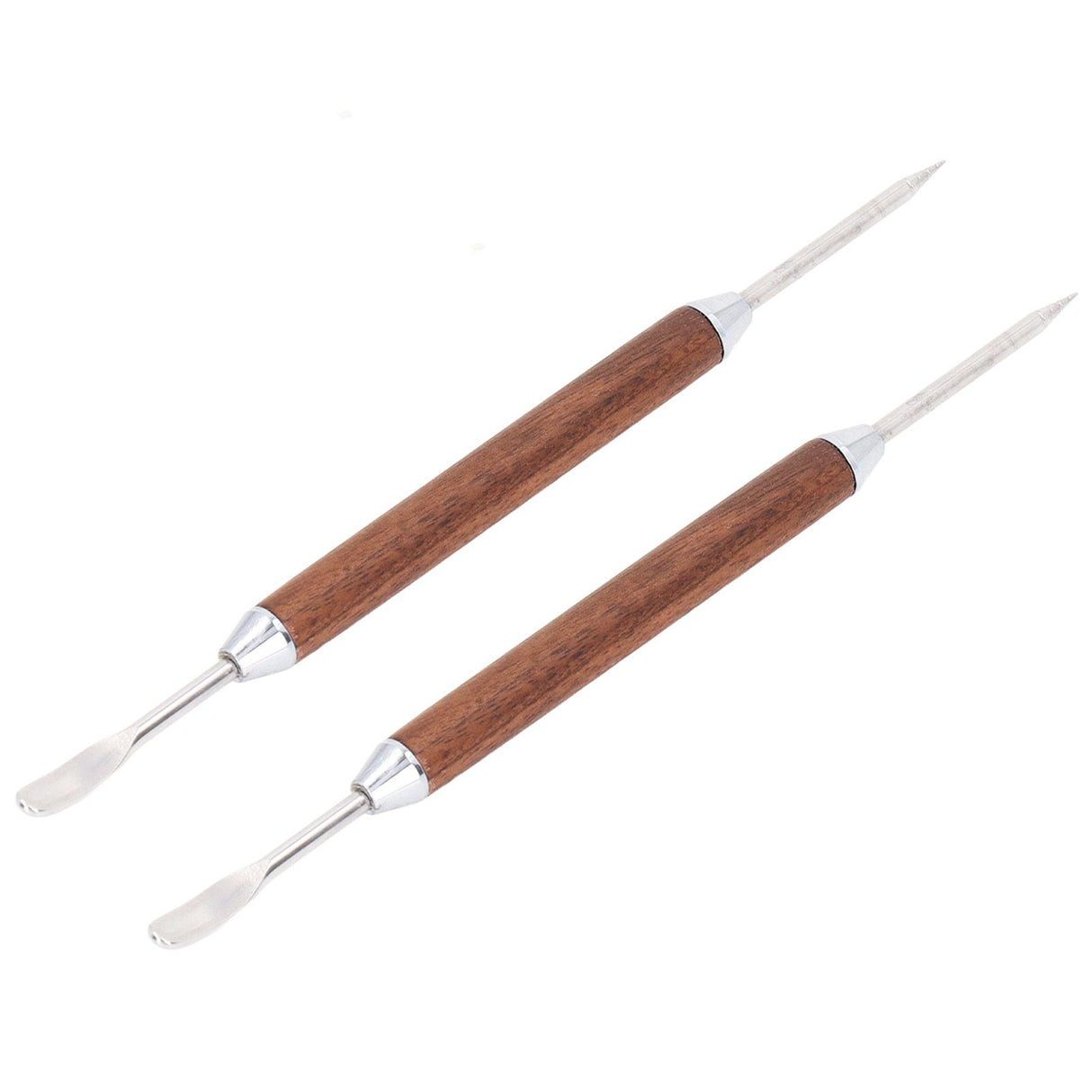 2PCS Coffee Art Pen Wooden Handle Stainless Steel Coffee Fancy Stitch Needle for DIY Decorating
