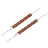 2PCS Coffee Art Pen Wooden Handle Stainless Steel Coffee Fancy Stitch Needle for DIY Decorating - 45-Degree Angle